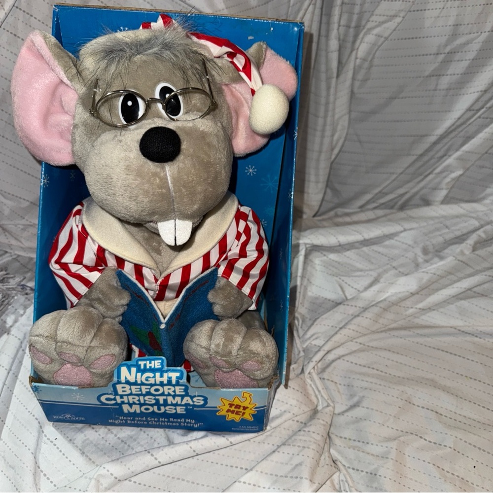 Kurt Adler Gray and Red Christmas Mouse Plush